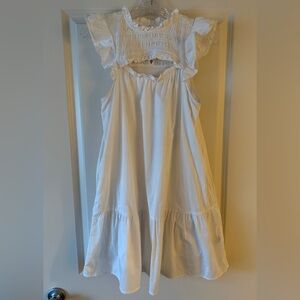 Old Navy White Ruffled Sleeveless Dress (with Pockets!)